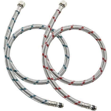 Ahlsen - Flexible Connection Hose 60cm G3/8 M10 - 304 Stainless Steel - High Pressure and Temperature Resistance - For Kitchen and Bathroom Faucet (1/5)