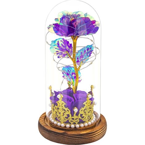 Rosa Eterna Cupola Vetro Luci LED Giglio Decorativo 21 cm (1/5)