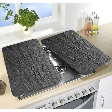 Wenko – Ensemble de 2 couvre-plaques universels en verre trempé – Dimensions L. 52 x l. 30 x H. 1,8 à 4,5 cm – Anti-chocs et surface non poreuse