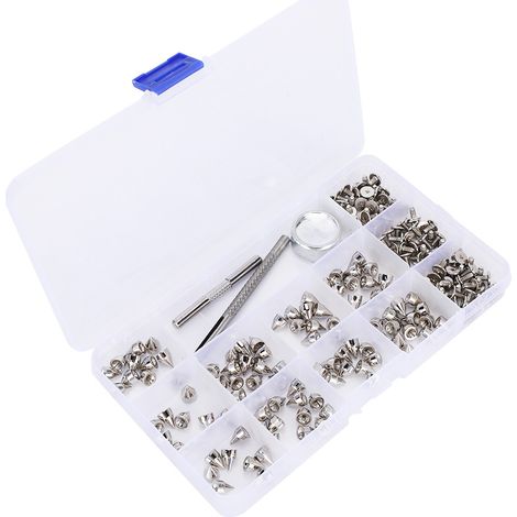 Kit de rivets et vis à pointes en alliage de zinc 7x9 mm pour la décoration DIY de bracelets en cuir, colliers pour chiens, sacs, vêtements et chaussures. (1/5)