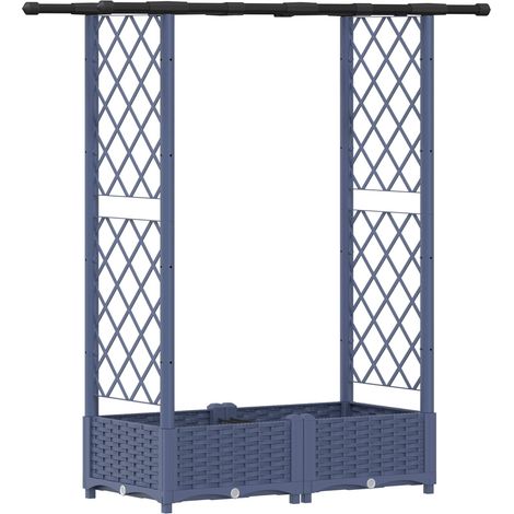 Fioriera da giardino Letto Rialzato con Griglia e Tetto Grigio 122,5 x 40 x 121 cm (1/5)