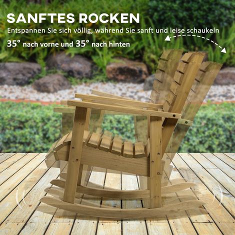 Fauteuil de jardin basculant, assise et dossier larges, bois naturel, 64 x 86 x 85 cm (1/5)