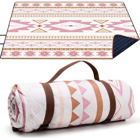 Couverture de pique-nique d'extérieur 200 x 200 cm, couverture de plage, anti-sable, portable, lavable, rose (1/5)