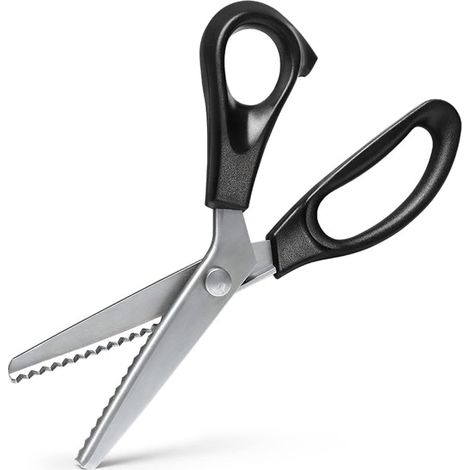 Ciseaux Cranteurs Noir 23,5 cm Ciseaux de Couture Professionnels Noir en Acier Inoxydable pour Travaux Manuels Cuir, Coton, Papier, Tissu