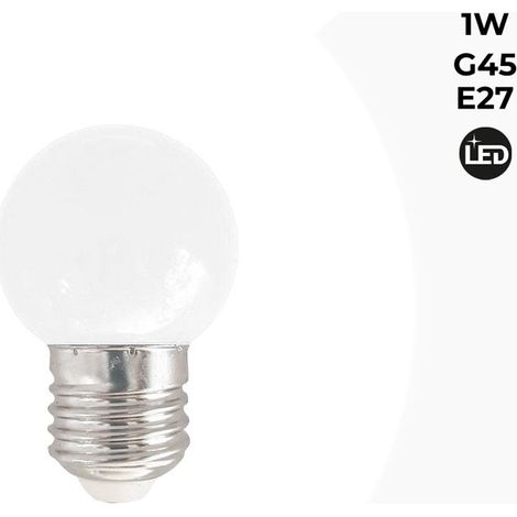 Barcelona Led – Ampoule LED E27 1W G45 couleurs – Blanc chaud décoratif – Éclairage économique et lumineux – Pour guirlandes et terrasses