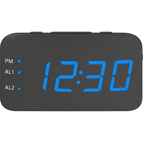 Réveil numérique LED miroir avec affichage température et fonction snooze, pour table de chevet (1/5)