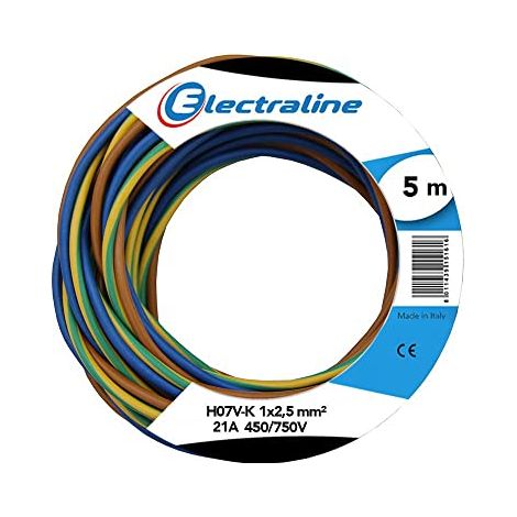 Kit cavo unipolare 1x2,5 m5 nr/bl/gv Electraline (1/3)