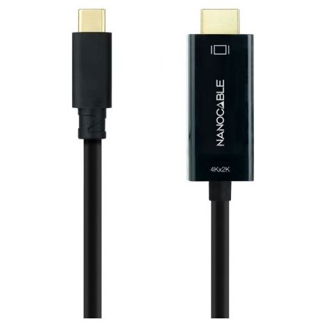 Cable Conversor Nanocable 10.15.5135/ USB Tipo-C Macho - HDMI Macho/ 5m/ Negro (1/2)