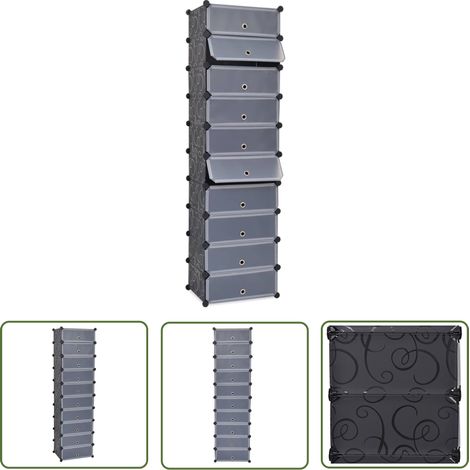 The Living Store Schuh-Organizer Zusammenklappbar mit 10 Fächern Schwarz - Schuh Organizer - Schuhschrank - Schuh Regal - Garderobe - Aufbewahrungssystem (1/5)