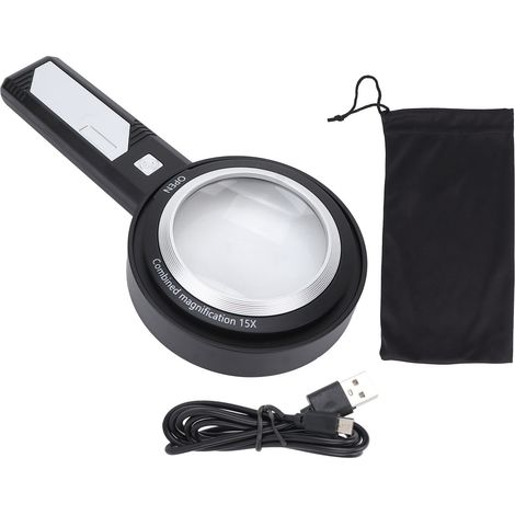 Loupe de lecture éclairée 6X/15X avec 6 LED pour seniors et basse vision (1/5)
