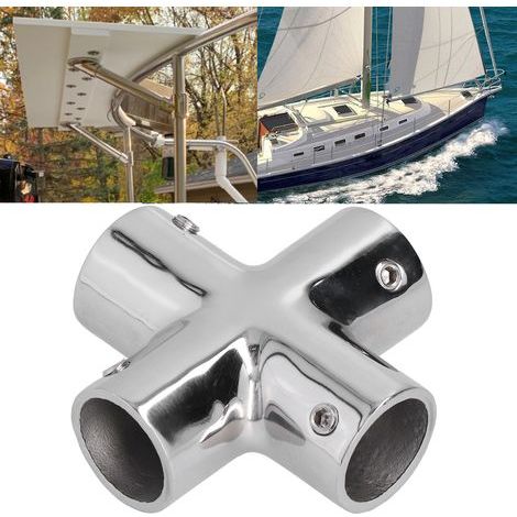 Embout de main courante de bateau en acier inoxydable 316 à 4 voies, connecteur de tube robuste pour raccordement de rambarde (1/5)