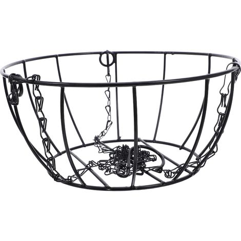 Panier suspendu FRCOLOR pour pots de fleurs, en fer noir, design gain place (1/5)