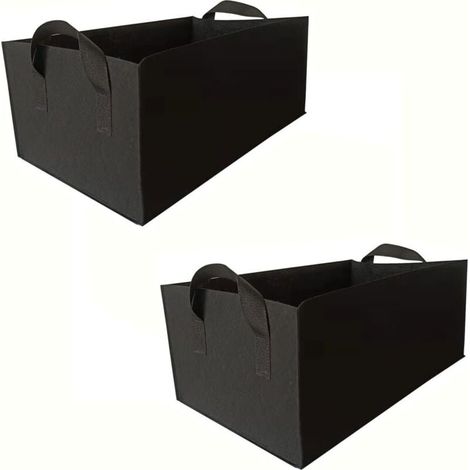 Lot de 2 Sacs de Culture en Tissu Non tissé épais – Pots de Fleurs rectangulaires avec poignées for légumes, Fruits et Fleurs(Schwarz,40x30x20cm) (1/4)