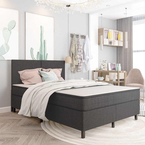 Sommier tapissier Montage Facile pour Cadre de lit - Gris Tissu 180 x 200 cm Chic-674998 (1/5)