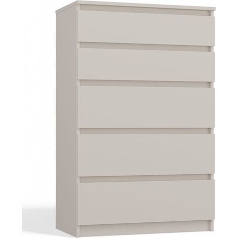 ASTER T5  Cómoda contemporánea para dormitorio/salón/oficina 40x70x109.5  5 cajones  Unidad de almacenamiento  Chifón