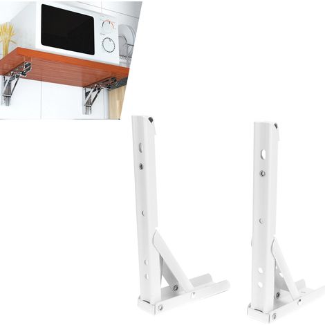 Set aus 2 klappbaren Regalträgern aus kaltgewalztem Stahl zur Wandmontage mit dicker Federunterstützung (1/5)