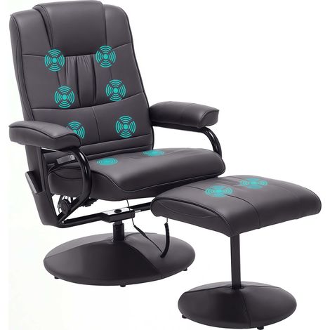 Massagesessel Relaxsessel, inkl. Fußhocker, 10 Vibrationspunkte, 1 Fernbedienung 77 cm x 84 cm x 95 cm, Braun
