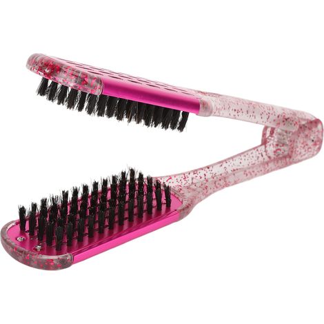 Lisseur de cheveux double face peigne à plaques, brosse coiffante rouge rosé, outil de lissage sans chaleur, fer à défriser portable pour brushing maison (1/5)