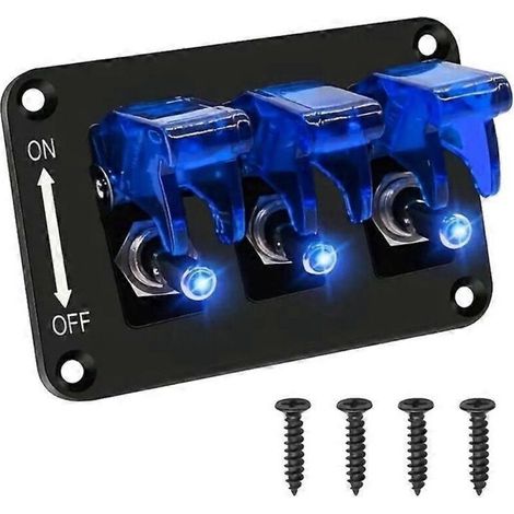 Panneau de commutateurs 3 boutons 20A 24V 12V avec fusibles, interrupteur à bascule lumineux, coupe-circuit pour camion automobile (1/4)