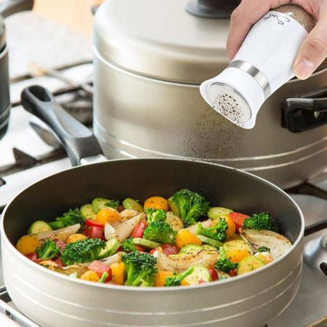 Salière et poivrière ensemble, 120ml, acier inoxydable, fond en verre, pour cuisine, barbecue, camping, pique-nique (1/5)