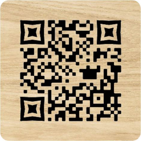 Menu sans contact pictogramme carré QR Code pour présentation menu hôtel restaurant - Couleur effet bois clair (1/3)