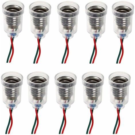 Lampade a LED E10, piccole lampadine a candela con attacco a vite, supporto per lampadine piccole, base con presa per filo, accessori per test di circuiti elettrici, 20 cm (1/5)