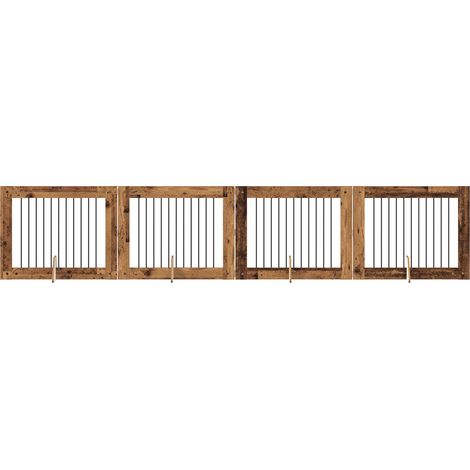 vidaXL Dog Gate with Stands 4 pcs Old Wood 100 x 80 cm Engineered Wood