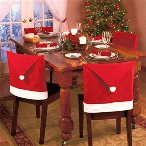 Housse de Chaise - Noël - Lot de 2 - Rouge - 48 cm x 60 cm - Intérieur (1/4)