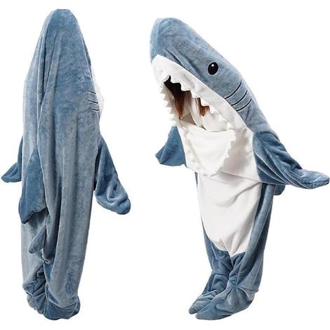 Shark Blanket Couverture de Requin en Flanelle Douce et Confortable avec Capuche de Portabl L (1/5)