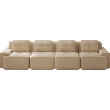 ELVMI Modulares Sofa 4-Sitzer aus Cord mit tiefer Sitzfläche und rutschfester Basis, Beige (1/5)