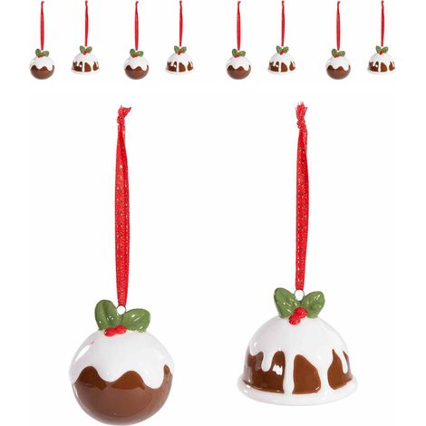 Set 8 addobbi per albero di Natale a forma di dolcetto in ceramica (1/3)