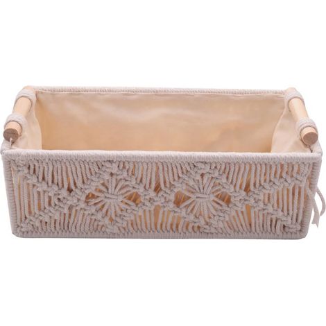 Panier de rangement bohème, boîte décorative tissée à la main, organisateur de comptoir, paniers en macramé pour chambre et salon (1/5)