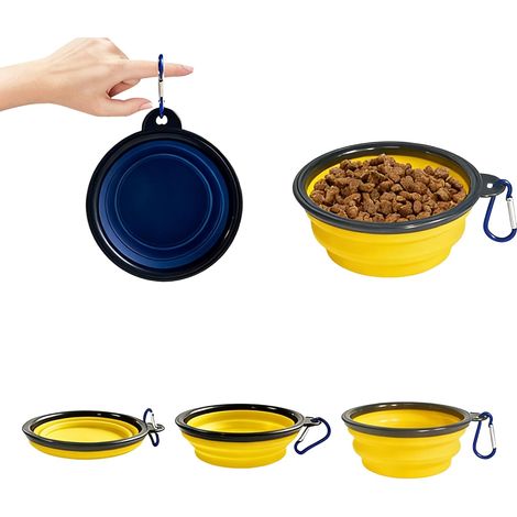 2 Pack Large Collapsible Dog Bowls with Carabiners, Portable Food (1/5)