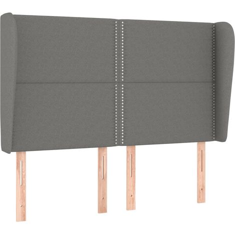 Testiera letto complemento arredo camera con bordo laterale 147 x 23 x 118/128 cm tessuto grigio scuro TDL0205004