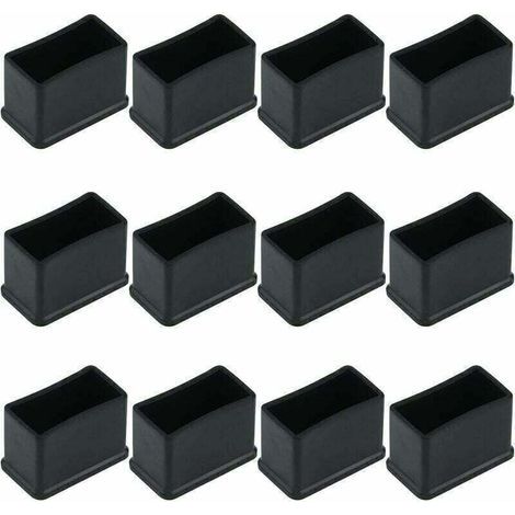 Lot de 12 Embouts de Protection Rectangulaires en Feutre de Caoutchouc pour Pieds de Table ou de Chaise - Noir, 15 x 30 mm. (1/4)