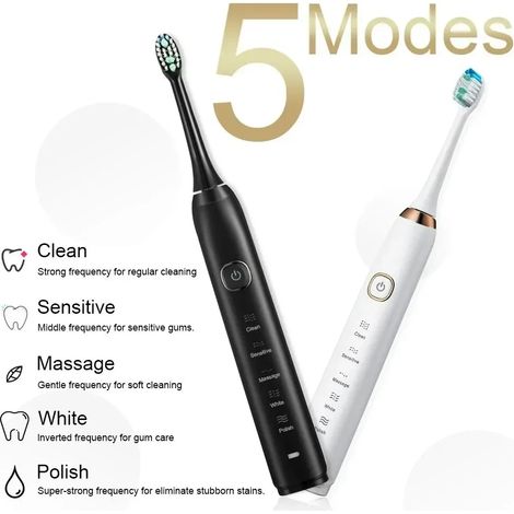 Brosse à dents électrique - Rechargeable par USB, étanche IPX7, avec 8 têtes de brosse (bleu marine)-AquaForge (1/4)