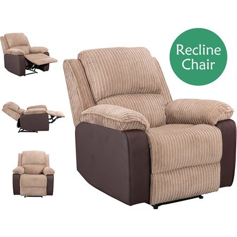 WestWood Manual Recliner Single Sofa Reclining Armchair Fabric Leather With Foot Rest WW-RS-05 Brown (1/2)