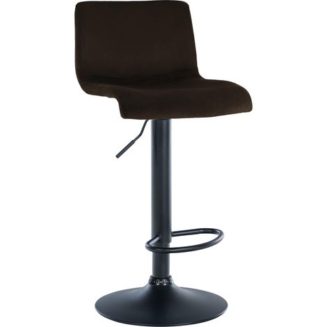 Sgabello da bar x1 con poggiapiedi altezza regolabile schienale basso in velluto marrone struttura in metallo nero 100006253