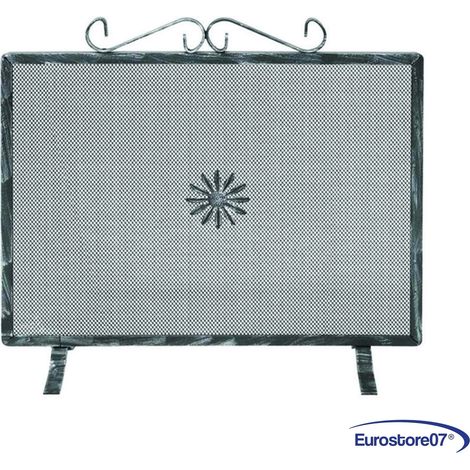 parascintille rettangolare per camino con decoro ferro battuto - - cm.60x50h. (1/4)