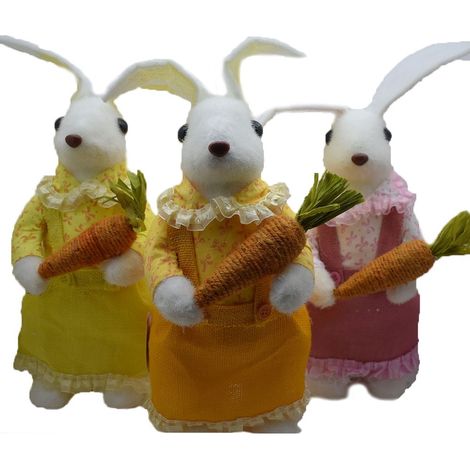 Coniglio pupazzo di pasqua con carota decorazioni pasquali arredo casa idea regalo in tessuto e polisterolo moderno 47cm (1/5)