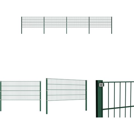 Gartenzaunpfosten - vidaXL Zaunelement mit Pfosten Eisen 694,5 x 80 cm Grün - Zaunmatten (1/5)