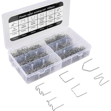 200 pièces - Fil de soudure - Staples à Hot - 0,6/0,8 mm - Kit de soudure plastique - Pour réparation de tableaux de bord, supports de lampe, machines automobiles (1/5)