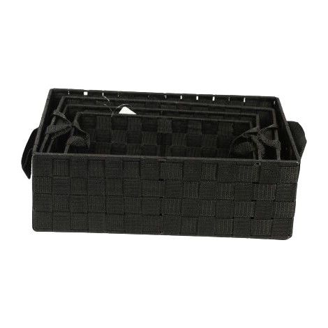 Black set of handwoven miscellaneous storage baskets (1/4)