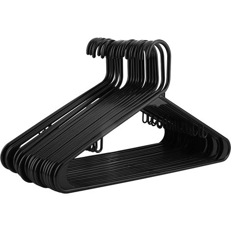 Cintres en plastique Lot de 20 Antidérapants Résistants Noir Blanc 42cm (1/5)