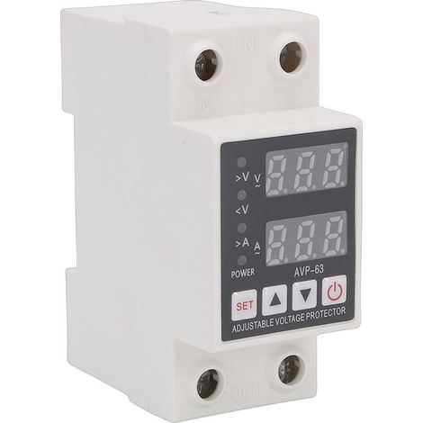 Protecteur de surtension AC 230V 1-63A, dispositif de protection de courant réglable monophasé, Installation sur Rail DIN (1/5)