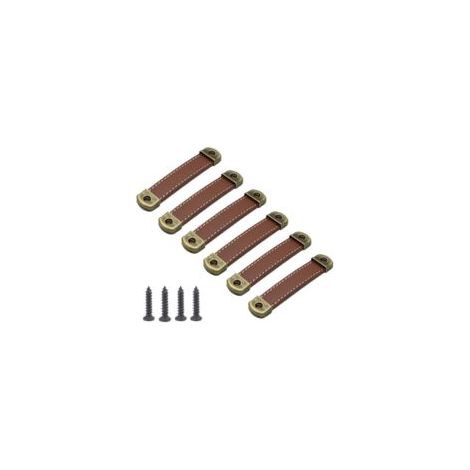 (Entraxe 128 mm) Lot de 10 poignées en cuir style vintage pour meubles - Poignées de placard, poignées de cuisine, marron (1/5)