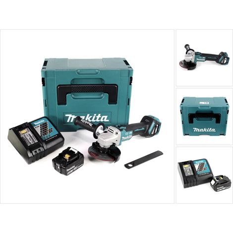 Makita DGA 513 RT1J Smerigliatrice angolare a batteria 18V 125mm in valigetta Makpac + 1x Batteria 5,0 Ah + Caricabatterie (1/5)