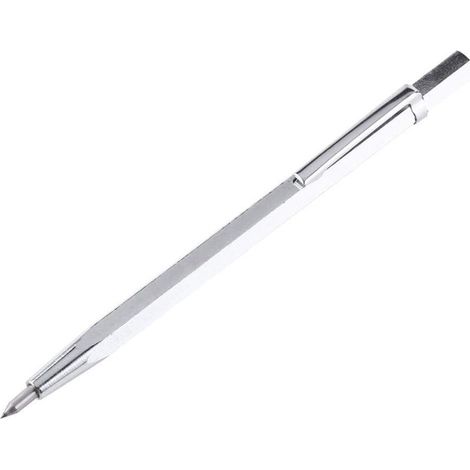 Stylo graveur à pointe carbure pour verre/céramique/tôle, stylet portatif avec clip et aimant, 1 pièce (argent) (1/4)