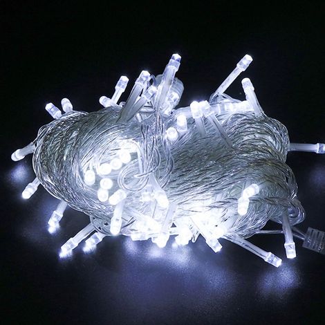 Guirlande lumineuse LED pour sapin de Noël 5 m 50 lumières Blanc froid alimenté par 3 piles AA (1/4)