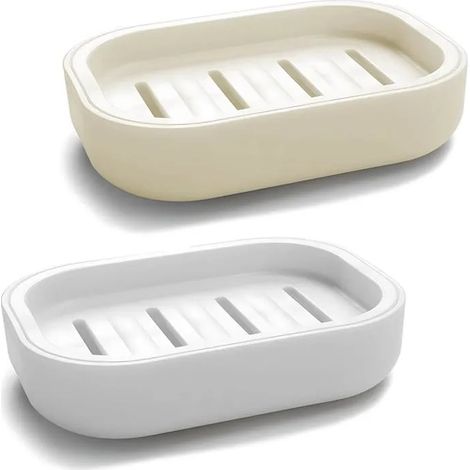 RisingFF Lot de 2 porte-savons, porte-savon, porte-savon de douche portable, antidérapant, sec, adapté à la salle de bain (1/5)